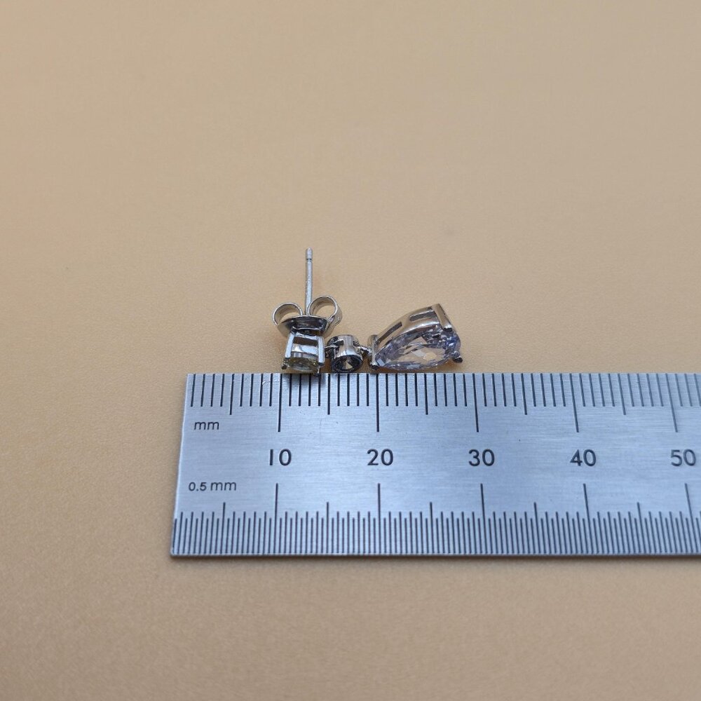 Sterling Silver Brilliant Yellow And Clear Cubic Zirconia Earrings A4557 - Picture 7 of 8